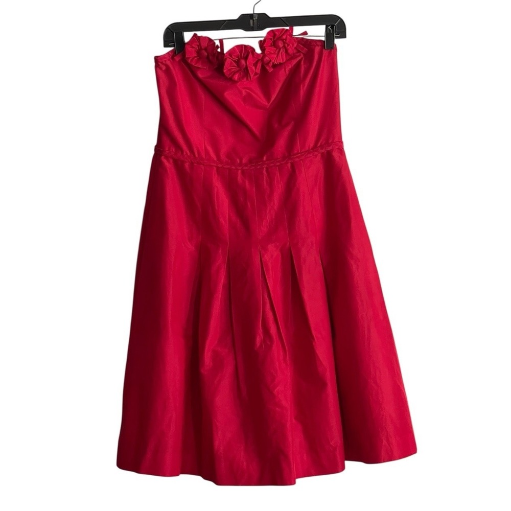 LILLY PULITZER RED STRAPLESS COCKTAIL DRESS Sz 10 SILK BLEND FULL FORMAL